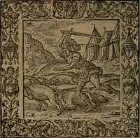 An illustration from Omnia Andreae Alciati v.c. emblemata : cum commentariis, quibus emblematum omnium aperta origine, mens auctoris explicatur, & obscura omnia dubiaque illustrantur (1581)