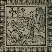 An illustration from Omnia Andreae Alciati v.c. emblemata : cum commentariis, quibus emblematum omnium aperta origine, mens auctoris explicatur, & obscura omnia dubiáque illustrantur (1577)
