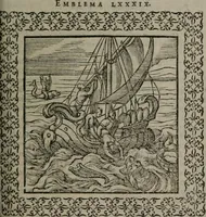 An illustration from Omnia Andreae Alciati v.c. emblemata : cum commentariis, quibus emblematum omnium aperta origine, mens auctoris explicatur, & obscura omnia dubiáque illustrantur (1577)