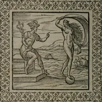 An illustration from Omnia Andreae Alciati v.c. emblemata : cum commentariis, quibus emblematum omnium aperta origine, mens auctoris explicatur, & obscura omnia dubiáque illustrantur (1577)