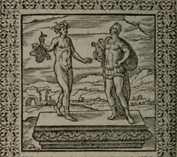 An illustration from Omnia Andreae Alciati v.c. emblemata : cum commentariis, quibus emblematum omnium aperta origine, mens auctoris explicatur, & obscura omnia dubiáque illustrantur (1577)