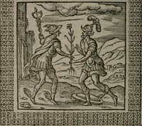 An illustration from Omnia Andreae Alciati v.c. emblemata : cum commentariis, quibus emblematum omnium aperta origine, mens auctoris explicatur, & obscura omnia dubiáque illustrantur (1577)