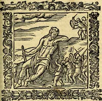 An illustration from Omnia Andreae Alciati v.c. emblemata, cum commentariis, quibus emblematum aperta origine mens auctoris explicatur, & obscura omnia, dubiáque illustrantur Adiectae ad calcem Notae posteriores (1589)