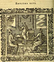 An illustration from Omnia Andreae Alciati v.c. emblemata, cum commentariis, quibus emblematum aperta origine mens auctoris explicatur, & obscura omnia, dubiáque illustrantur Adiectae ad calcem Notae posteriores (1589)
