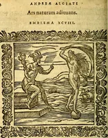 An illustration from Omnia Andreae Alciati v.c. emblemata, cum commentariis, quibus emblematum aperta origine mens auctoris explicatur, & obscura omnia, dubiáque illustrantur Adiectae ad calcem Notae posteriores (1589)