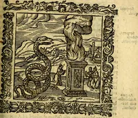 An illustration from Omnia Andreae Alciati v.c. emblemata, cum commentariis, quibus emblematum aperta origine mens auctoris explicatur, & obscura omnia, dubiáque illustrantur Adiectae ad calcem Notae posteriores (1589)