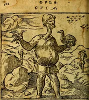 Picture 96 of 238 from Omnia D. And. Alciati emblemata : ad quae singula, praeter concinnas acutásque inscriptiones, lepidas & expressas imagines, ac caetera omnia, quae prioribus nostris editionibus cúm ad eorum distinctionem, tum ad ornatum & correctionem adhibita continebantur, : nunc primùm perelegantia persubtiliáq[ue] adiecta sunt epimuthia, quibus emblematum amplitudo quaecunq[ue] in iis dubia sunt aut obscura, tanquam perspicuis illustrantur (1566), leaf 107