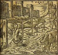 An illustration from Omnia D. And. Alciati emblemata : ad quae singula, praeter concinnas acutásque inscriptiones, lepidas & expressas imagines, ac caetera omnia, quae prioribus nostris editionibus cúm ad eorum distinctionem, tum ad ornatum & correctionem adhibita continebantur, : nunc primùm perelegantia persubtiliáq[ue] adiecta sunt epimuthia, quibus emblematum amplitudo quaecunq[ue] in iis dubia sunt aut obscura, tanquam perspicuis illustrantur (1566)