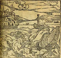 An illustration from Omnia D. And. Alciati emblemata : ad quae singula, praeter concinnas acutásque inscriptiones, lepidas & expressas imagines, ac caetera omnia, quae prioribus nostris editionibus cúm ad eorum distinctionem, tum ad ornatum & correctionem adhibita continebantur, : nunc primùm perelegantia persubtiliáq[ue] adiecta sunt epimuthia, quibus emblematum amplitudo quaecunq[ue] in iis dubia sunt aut obscura, tanquam perspicuis illustrantur (1566)