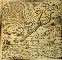An illustration from Omnia D. And. Alciati emblemata : ad quae singula, praeter concinnas acutásque inscriptiones, lepidas & expressas imagines, ac caetera omnia, quae prioribus nostris editionibus cúm ad eorum distinctionem, tum ad ornatum & correctionem adhibita continebantur, : nunc primùm perelegantia persubtiliáq[ue] adiecta sunt epimuthia, quibus emblematum amplitudo quaecunq[ue] in iis dubia sunt aut obscura, tanquam perspicuis illustrantur (1566)