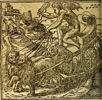 Picture 114 of 238 from Omnia D. And. Alciati emblemata : ad quae singula, praeter concinnas acutásque inscriptiones, lepidas & expressas imagines, ac caetera omnia, quae prioribus nostris editionibus cúm ad eorum distinctionem, tum ad ornatum & correctionem adhibita continebantur, : nunc primùm perelegantia persubtiliáq[ue] adiecta sunt epimuthia, quibus emblematum amplitudo quaecunq[ue] in iis dubia sunt aut obscura, tanquam perspicuis illustrantur (1566), leaf 125