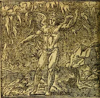 An illustration from Omnia D. And. Alciati emblemata : ad quae singula, praeter concinnas acutásque inscriptiones, lepidas & expressas imagines, ac caetera omnia, quae prioribus nostris editionibus cúm ad eorum distinctionem, tum ad ornatum & correctionem adhibita continebantur, : nunc primùm perelegantia persubtiliáq[ue] adiecta sunt epimuthia, quibus emblematum amplitudo quaecunq[ue] in iis dubia sunt aut obscura, tanquam perspicuis illustrantur (1566)