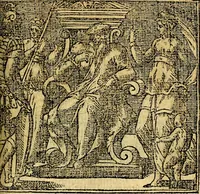An illustration from Omnia D. And. Alciati emblemata : ad quae singula, praeter concinnas acutásque inscriptiones, lepidas & expressas imagines, ac caetera omnia, quae prioribus nostris editionibus cúm ad eorum distinctionem, tum ad ornatum & correctionem adhibita continebantur, : nunc primùm perelegantia persubtiliáq[ue] adiecta sunt epimuthia, quibus emblematum amplitudo quaecunq[ue] in iis dubia sunt aut obscura, tanquam perspicuis illustrantur (1566)