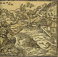 An illustration from Omnia D. And. Alciati emblemata : ad quae singula, praeter concinnas acutásque inscriptiones, lepidas & expressas imagines, ac caetera omnia, quae prioribus nostris editionibus cúm ad eorum distinctionem, tum ad ornatum & correctionem adhibita continebantur, : nunc primùm perelegantia persubtiliáq[ue] adiecta sunt epimuthia, quibus emblematum amplitudo quaecunq[ue] in iis dubia sunt aut obscura, tanquam perspicuis illustrantur (1566)