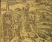 An illustration from Omnia D. And. Alciati emblemata : ad quae singula, praeter concinnas acutásque inscriptiones, lepidas & expressas imagines, ac caetera omnia, quae prioribus nostris editionibus cúm ad eorum distinctionem, tum ad ornatum & correctionem adhibita continebantur, : nunc primùm perelegantia persubtiliáq[ue] adiecta sunt epimuthia, quibus emblematum amplitudo quaecunq[ue] in iis dubia sunt aut obscura, tanquam perspicuis illustrantur (1566)