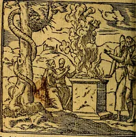 An illustration from Omnia D. And. Alciati emblemata : ad quae singula, praeter concinnas acutásque inscriptiones, lepidas & expressas imagines, ac caetera omnia, quae prioribus nostris editionibus cúm ad eorum distinctionem, tum ad ornatum & correctionem adhibita continebantur, : nunc primùm perelegantia persubtiliáq[ue] adiecta sunt epimuthia, quibus emblematum amplitudo quaecunq[ue] in iis dubia sunt aut obscura, tanquam perspicuis illustrantur (1566)