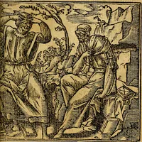 An illustration from Omnia D. And. Alciati emblemata : ad quae singula, praeter concinnas acutásque inscriptiones, lepidas & expressas imagines, ac caetera omnia, quae prioribus nostris editionibus cúm ad eorum distinctionem, tum ad ornatum & correctionem adhibita continebantur, : nunc primùm perelegantia persubtiliáq[ue] adiecta sunt epimuthia, quibus emblematum amplitudo quaecunq[ue] in iis dubia sunt aut obscura, tanquam perspicuis illustrantur (1566)
