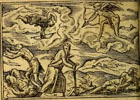 An illustration from Omnia D. And. Alciati emblemata : ad quae singula, praeter concinnas acutásque inscriptiones, lepidas & expressas imagines, ac caetera omnia, quae prioribus nostris editionibus cúm ad eorum distinctionem, tum ad ornatum & correctionem adhibita continebantur, : nunc primùm perelegantia persubtiliáq[ue] adiecta sunt epimuthia, quibus emblematum amplitudo quaecunq[ue] in iis dubia sunt aut obscura, tanquam perspicuis illustrantur (1566)