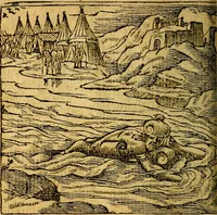 An illustration from Omnia D. And. Alciati emblemata : ad quae singula, praeter concinnas acutásque inscriptiones, lepidas & expressas imagines, ac caetera omnia, quae prioribus nostris editionibus cúm ad eorum distinctionem, tum ad ornatum & correctionem adhibita continebantur, : nunc primùm perelegantia persubtiliáq[ue] adiecta sunt epimuthia, quibus emblematum amplitudo quaecunq[ue] in iis dubia sunt aut obscura, tanquam perspicuis illustrantur (1566)