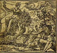 An illustration from Omnia D. And. Alciati emblemata : ad quae singula, praeter concinnas acutásque inscriptiones, lepidas & expressas imagines, ac caetera omnia, quae prioribus nostris editionibus cúm ad eorum distinctionem, tum ad ornatum & correctionem adhibita continebantur, : nunc primùm perelegantia persubtiliáq[ue] adiecta sunt epimuthia, quibus emblematum amplitudo quaecunq[ue] in iis dubia sunt aut obscura, tanquam perspicuis illustrantur (1566)