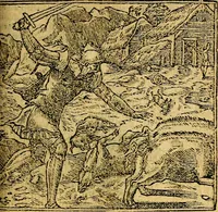 An illustration from Omnia D. And. Alciati emblemata : ad quae singula, praeter concinnas acutásque inscriptiones, lepidas & expressas imagines, ac caetera omnia, quae prioribus nostris editionibus cúm ad eorum distinctionem, tum ad ornatum & correctionem adhibita continebantur, : nunc primùm perelegantia persubtiliáq[ue] adiecta sunt epimuthia, quibus emblematum amplitudo quaecunq[ue] in iis dubia sunt aut obscura, tanquam perspicuis illustrantur (1566)