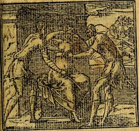 An illustration from Omnia D. And. Alciati emblemata : ad quae singula, praeter concinnas acutásque inscriptiones, lepidas & expressas imagines, ac caetera omnia, quae prioribus nostris editionibus cúm ad eorum distinctionem, tum ad ornatum & correctionem adhibita continebantur, : nunc primùm perelegantia persubtiliáq[ue] adiecta sunt epimuthia, quibus emblematum amplitudo quaecunq[ue] in iis dubia sunt aut obscura, tanquam perspicuis illustrantur (1566)