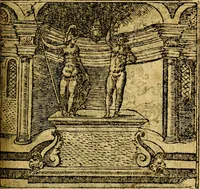 An illustration from Omnia D. And. Alciati emblemata : ad quae singula, praeter concinnas acutásque inscriptiones, lepidas & expressas imagines, ac caetera omnia, quae prioribus nostris editionibus cúm ad eorum distinctionem, tum ad ornatum & correctionem adhibita continebantur, : nunc primùm perelegantia persubtiliáq[ue] adiecta sunt epimuthia, quibus emblematum amplitudo quaecunq[ue] in iis dubia sunt aut obscura, tanquam perspicuis illustrantur (1566)