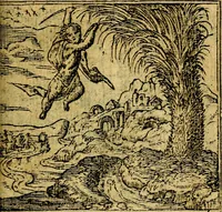 An illustration from Omnia D. And. Alciati emblemata : ad quae singula, praeter concinnas acutásque inscriptiones, lepidas & expressas imagines, ac caetera omnia, quae prioribus nostris editionibus cúm ad eorum distinctionem, tum ad ornatum & correctionem adhibita continebantur, : nunc primùm perelegantia persubtiliáq[ue] adiecta sunt epimuthia, quibus emblematum amplitudo quaecunq[ue] in iis dubia sunt aut obscura, tanquam perspicuis illustrantur (1566)