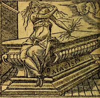 An illustration from Omnia D. And. Alciati emblemata : ad quae singula, praeter concinnas acutásque inscriptiones, lepidas & expressas imagines, ac caetera omnia, quae prioribus nostris editionibus cúm ad eorum distinctionem, tum ad ornatum & correctionem adhibita continebantur, : nunc primùm perelegantia persubtiliáq[ue] adiecta sunt epimuthia, quibus emblematum amplitudo quaecunq[ue] in iis dubia sunt aut obscura, tanquam perspicuis illustrantur (1566)