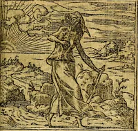 An illustration from Omnia D. And. Alciati emblemata : ad quae singula, praeter concinnas acutásque inscriptiones, lepidas & expressas imagines, ac caetera omnia, quae prioribus nostris editionibus cúm ad eorum distinctionem, tum ad ornatum & correctionem adhibita continebantur, : nunc primùm perelegantia persubtiliáq[ue] adiecta sunt epimuthia, quibus emblematum amplitudo quaecunq[ue] in iis dubia sunt aut obscura, tanquam perspicuis illustrantur (1566)