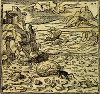 An illustration from Omnia D. And. Alciati Emblemata : ad qvae singula praeter concinnas acutásque inscriptiones, lepidas & expressas imagines, ac caetera omnia, quae prioribus nostris editionibus cùm ad eorum distinctionem, tum ad ornatum & correctionem adhibita continebantur, : nunc primùm perelegantia persubtiliaq́ [ue] (1564)