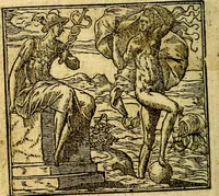 An illustration from Omnia D. And. Alciati Emblemata : ad qvae singula praeter concinnas acutásque inscriptiones, lepidas & expressas imagines, ac caetera omnia, quae prioribus nostris editionibus cùm ad eorum distinctionem, tum ad ornatum & correctionem adhibita continebantur, : nunc primùm perelegantia persubtiliaq́ [ue] (1564)