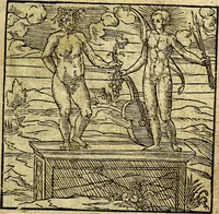 An illustration from Omnia D. And. Alciati Emblemata : ad qvae singula praeter concinnas acutásque inscriptiones, lepidas & expressas imagines, ac caetera omnia, quae prioribus nostris editionibus cùm ad eorum distinctionem, tum ad ornatum & correctionem adhibita continebantur, : nunc primùm perelegantia persubtiliaq́ [ue] (1564)