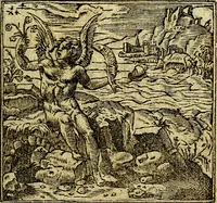 An illustration from Omnia D. And. Alciati Emblemata : ad qvae singula praeter concinnas acutásque inscriptiones, lepidas & expressas imagines, ac caetera omnia, quae prioribus nostris editionibus cùm ad eorum distinctionem, tum ad ornatum & correctionem adhibita continebantur, : nunc primùm perelegantia persubtiliaq́ [ue] (1564)