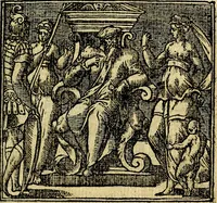An illustration from Omnia D. And. Alciati Emblemata : ad qvae singula praeter concinnas acutásque inscriptiones, lepidas & expressas imagines, ac caetera omnia, quae prioribus nostris editionibus cùm ad eorum distinctionem, tum ad ornatum & correctionem adhibita continebantur, : nunc primùm perelegantia persubtiliaq́ [ue] (1564)
