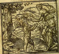 An illustration from Omnia D. And. Alciati Emblemata : ad qvae singula praeter concinnas acutásque inscriptiones, lepidas & expressas imagines, ac caetera omnia, quae prioribus nostris editionibus cùm ad eorum distinctionem, tum ad ornatum & correctionem adhibita continebantur, : nunc primùm perelegantia persubtiliaq́ [ue] (1564)