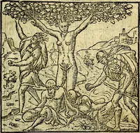 An illustration from Omnia D. And. Alciati Emblemata : ad qvae singula praeter concinnas acutásque inscriptiones, lepidas & expressas imagines, ac caetera omnia, quae prioribus nostris editionibus cùm ad eorum distinctionem, tum ad ornatum & correctionem adhibita continebantur, : nunc primùm perelegantia persubtiliaq́ [ue] (1564)