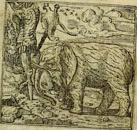An illustration from Omnia D. And. Alciati Emblemata : ad qvae singula praeter concinnas acutásque inscriptiones, lepidas & expressas imagines, ac caetera omnia, quae prioribus nostris editionibus cùm ad eorum distinctionem, tum ad ornatum & correctionem adhibita continebantur, : nunc primùm perelegantia persubtiliaq́ [ue] (1564)