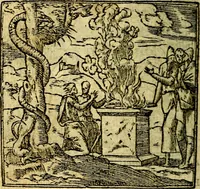 An illustration from Omnia D. And. Alciati Emblemata : ad qvae singula praeter concinnas acutásque inscriptiones, lepidas & expressas imagines, ac caetera omnia, quae prioribus nostris editionibus cùm ad eorum distinctionem, tum ad ornatum & correctionem adhibita continebantur, : nunc primùm perelegantia persubtiliaq́ [ue] (1564)