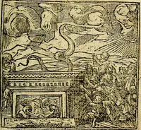 An illustration from Omnia D. And. Alciati Emblemata : ad qvae singula praeter concinnas acutásque inscriptiones, lepidas & expressas imagines, ac caetera omnia, quae prioribus nostris editionibus cùm ad eorum distinctionem, tum ad ornatum & correctionem adhibita continebantur, : nunc primùm perelegantia persubtiliaq́ [ue] (1564)