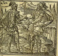 An illustration from Omnia D. And. Alciati Emblemata : ad qvae singula praeter concinnas acutásque inscriptiones, lepidas & expressas imagines, ac caetera omnia, quae prioribus nostris editionibus cùm ad eorum distinctionem, tum ad ornatum & correctionem adhibita continebantur, : nunc primùm perelegantia persubtiliaq́ [ue] (1564)