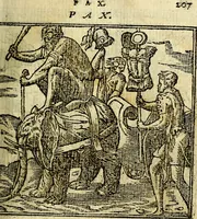 An illustration from Omnia D. And. Alciati Emblemata : ad qvae singula praeter concinnas acutásque inscriptiones, lepidas & expressas imagines, ac caetera omnia, quae prioribus nostris editionibus cùm ad eorum distinctionem, tum ad ornatum & correctionem adhibita continebantur, : nunc primùm perelegantia persubtiliaq́ [ue] (1564)