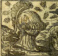 Picture 200 of 246 from Omnia D. And. Alciati Emblemata : ad qvae singula praeter concinnas acutásque inscriptiones, lepidas & expressas imagines, ac caetera omnia, quae prioribus nostris editionibus cùm ad eorum distinctionem, tum ad ornatum & correctionem adhibita continebantur, : nunc primùm perelegantia persubtiliaq́ [ue] (1564), leaf 205