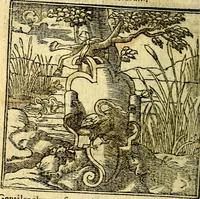 An illustration from Omnia D. And. Alciati Emblemata : ad qvae singula praeter concinnas acutásque inscriptiones, lepidas & expressas imagines, ac caetera omnia, quae prioribus nostris editionibus cùm ad eorum distinctionem, tum ad ornatum & correctionem adhibita continebantur, : nunc primùm perelegantia persubtiliaq́ [ue] (1564)