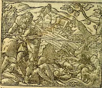 An illustration from Omnia D. And. Alciati Emblemata : ad qvae singula praeter concinnas acutásque inscriptiones, lepidas & expressas imagines, ac caetera omnia, quae prioribus nostris editionibus cùm ad eorum distinctionem, tum ad ornatum & correctionem adhibita continebantur, : nunc primùm perelegantia persubtiliaq́ [ue] (1564)