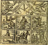 An illustration from Omnia D. And. Alciati Emblemata : ad qvae singula praeter concinnas acutásque inscriptiones, lepidas & expressas imagines, ac caetera omnia, quae prioribus nostris editionibus cùm ad eorum distinctionem, tum ad ornatum & correctionem adhibita continebantur, : nunc primùm perelegantia persubtiliaq́ [ue] (1564)