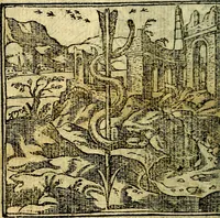 An illustration from Omnia D. And. Alciati Emblemata : ad qvae singula praeter concinnas acutásque inscriptiones, lepidas & expressas imagines, ac caetera omnia, quae prioribus nostris editionibus cùm ad eorum distinctionem, tum ad ornatum & correctionem adhibita continebantur, : nunc primùm perelegantia persubtiliaq́ [ue] (1564)