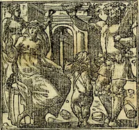 An illustration from Omnia D. And. Alciati Emblemata : ad qvae singula praeter concinnas acutásque inscriptiones, lepidas & expressas imagines, ac caetera omnia, quae prioribus nostris editionibus cùm ad eorum distinctionem, tum ad ornatum & correctionem adhibita continebantur, : nunc primùm perelegantia persubtiliaq́ [ue] (1564)