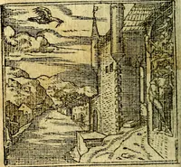An illustration from Omnia D. And. Alciati Emblemata : ad qvae singula praeter concinnas acutásque inscriptiones, lepidas & expressas imagines, ac caetera omnia, quae prioribus nostris editionibus cùm ad eorum distinctionem, tum ad ornatum & correctionem adhibita continebantur, : nunc primùm perelegantia persubtiliaq́ [ue] (1564)