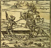 An illustration from Omnia D. And. Alciati Emblemata : ad qvae singula praeter concinnas acutásque inscriptiones, lepidas & expressas imagines, ac caetera omnia, quae prioribus nostris editionibus cùm ad eorum distinctionem, tum ad ornatum & correctionem adhibita continebantur, : nunc primùm perelegantia persubtiliaq́ [ue] (1564)